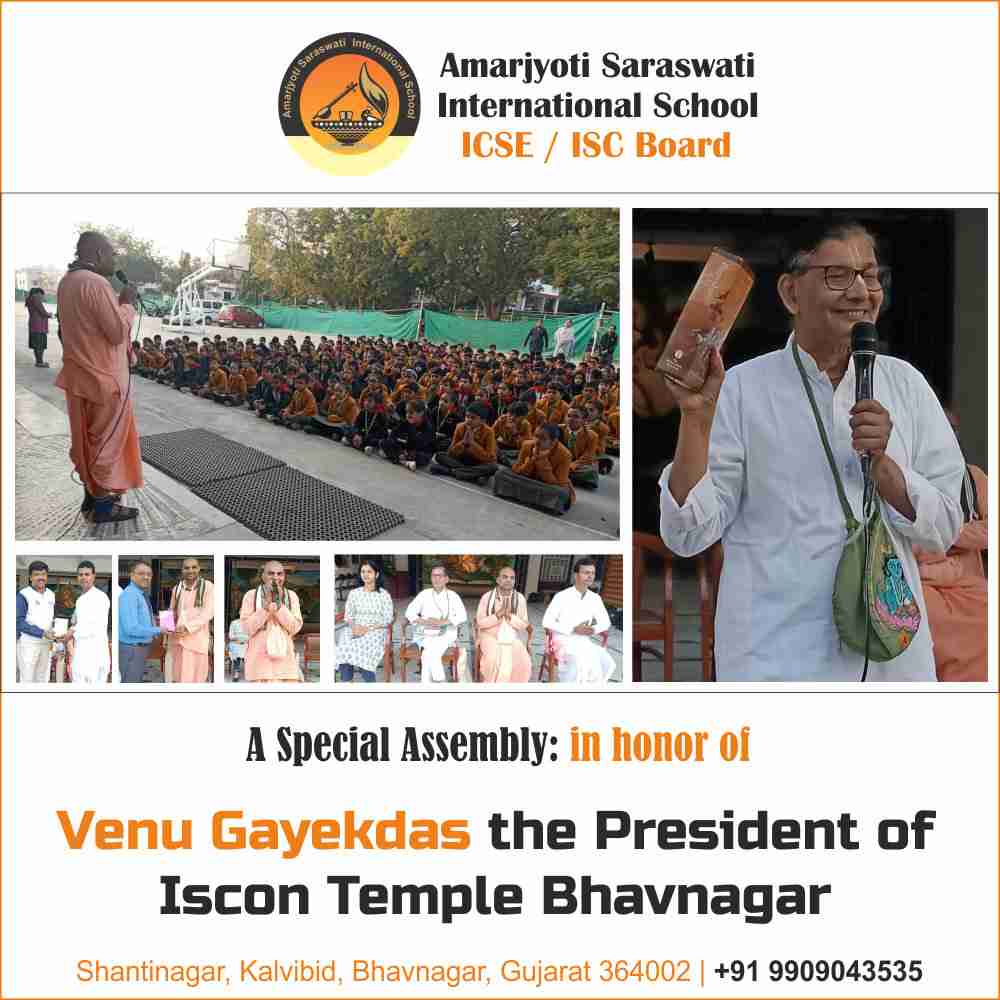A Special Assembly : In honor of the President of Iscon Temple Bhavnagar
