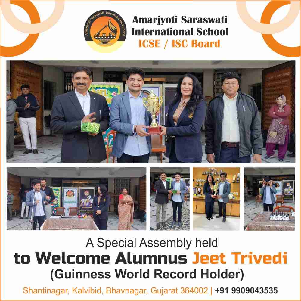 A Special Assembly Held to Welcome Alumnus Jeet Trivedi (Guinness World Record Holder)