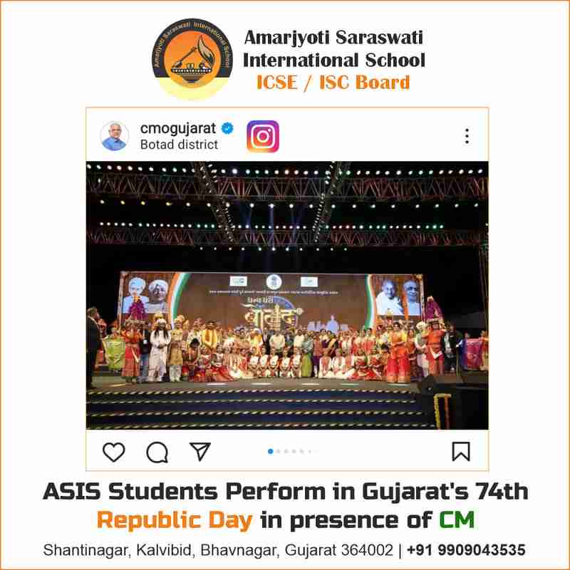 ASIS Students Perform in Gujarat's 74th Republic Day in presence of CM